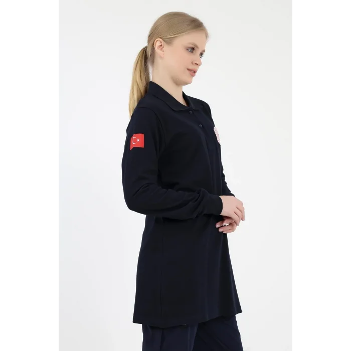 Acil Sağlık Yakalı Tshirt Tunik Nakışlı - Lacivert