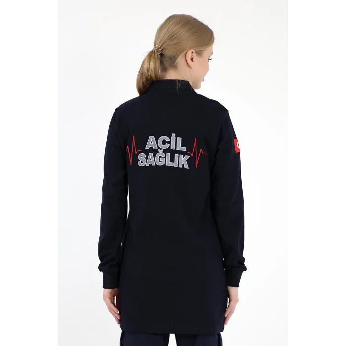 Acil Sağlık Yakalı Tshirt Tunik Nakışlı - Lacivert