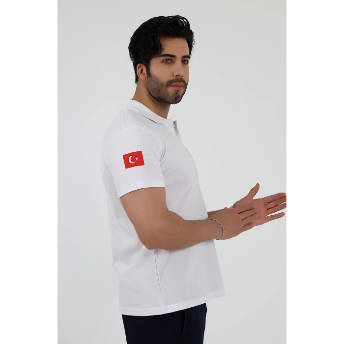 Acil Sağlık Yakalı Unisex Tshirt Kısa Kol Nakışlı - Beyaz