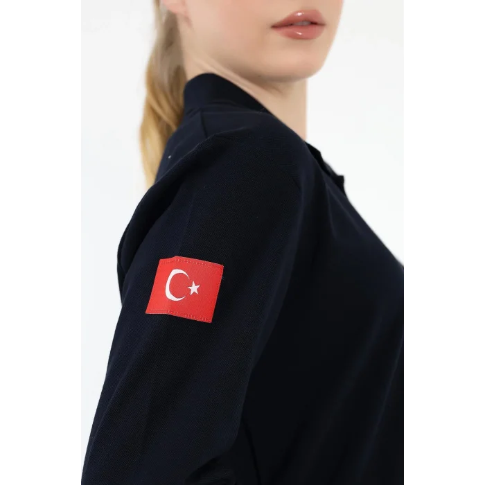 Acil Sağlık Yakalı Unisex Tshirt Uzun Kol Nakışlı - Lacivert