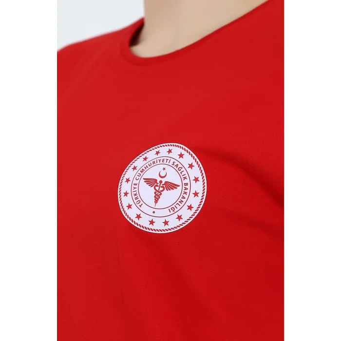 Acil Sağlık Yuvarlak Yaka Penye Kısa Kol Tshirt - Kırmızı