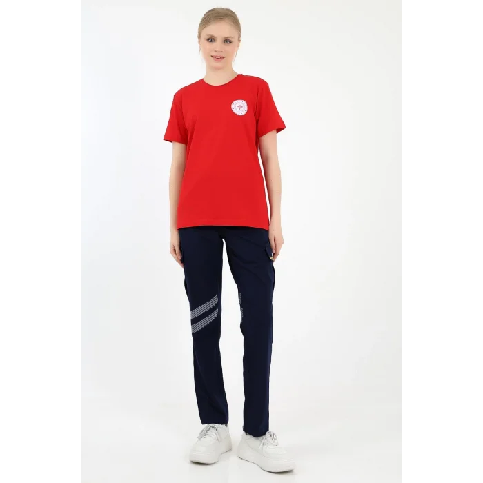 Acil Sağlık Yuvarlak Yaka Penye Kısa Kol Tshirt - Kırmızı