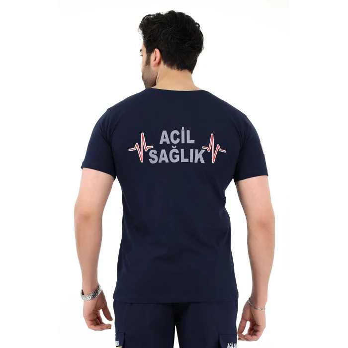 Acil Sağlık Yuvarlak Yaka Penye Kısa Kol Tshirt - Lacivert