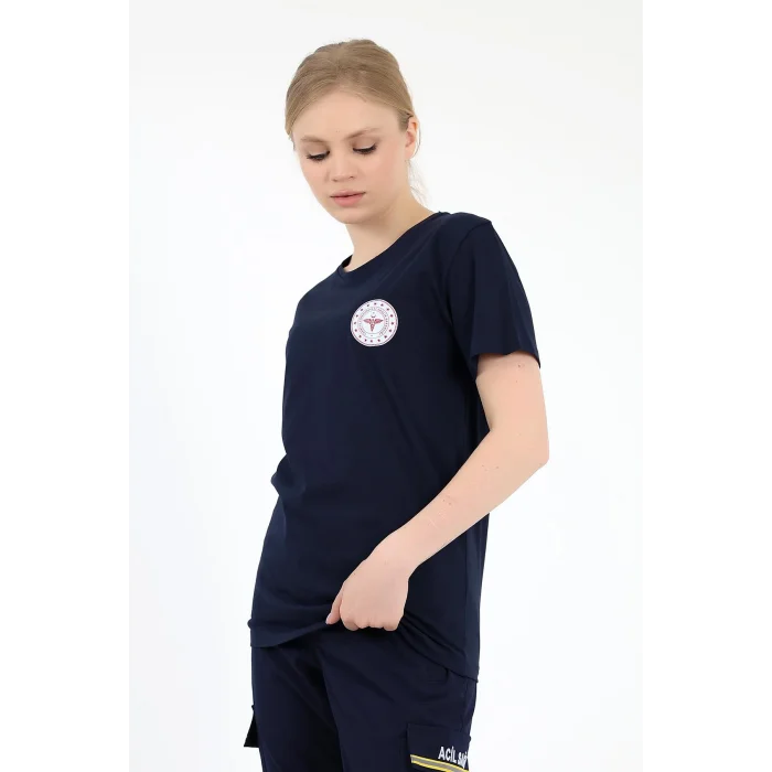 Acil Sağlık Yuvarlak Yaka Penye Kısa Kol Tshirt - Lacivert