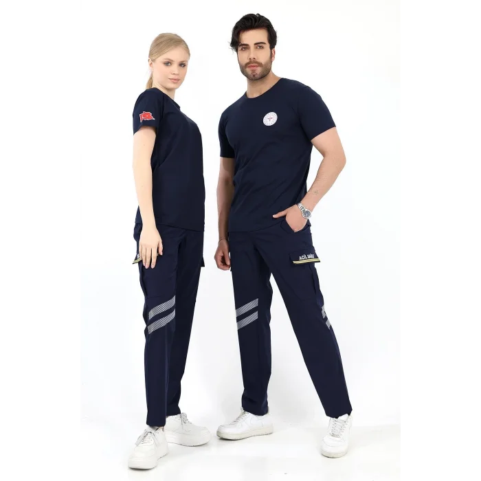 Acil Sağlık Yuvarlak Yaka Penye Kısa Kol Tshirt - Lacivert