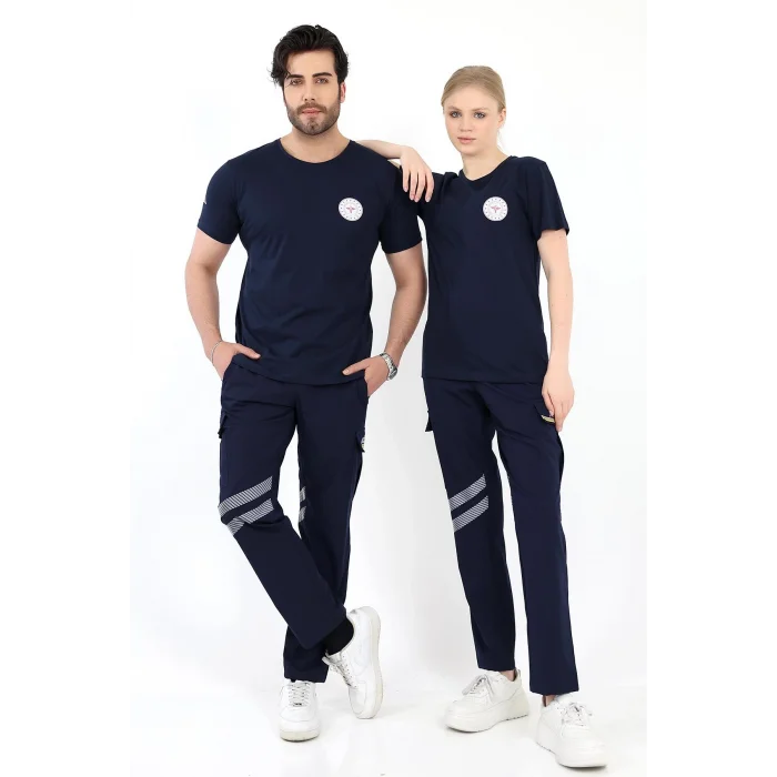 Acil Sağlık Yuvarlak Yaka Penye Kısa Kol Tshirt - Lacivert