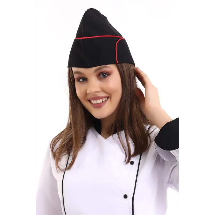 Aşçı Kayık Kep - Siyah Kırmızı Biye