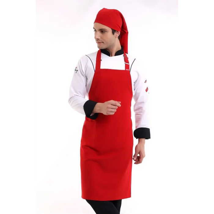 Askılı Önlük Cepli - 18 Kırmızı