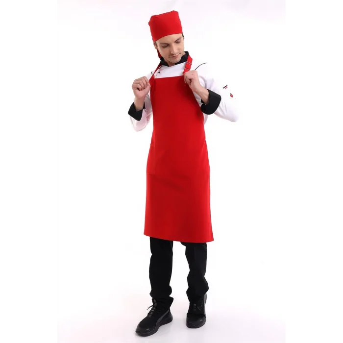 Askılı Önlük Cepli - 18 Kırmızı