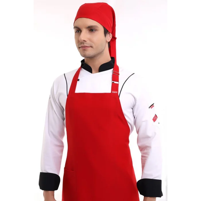 Askılı Önlük Cepli - 18 Kırmızı