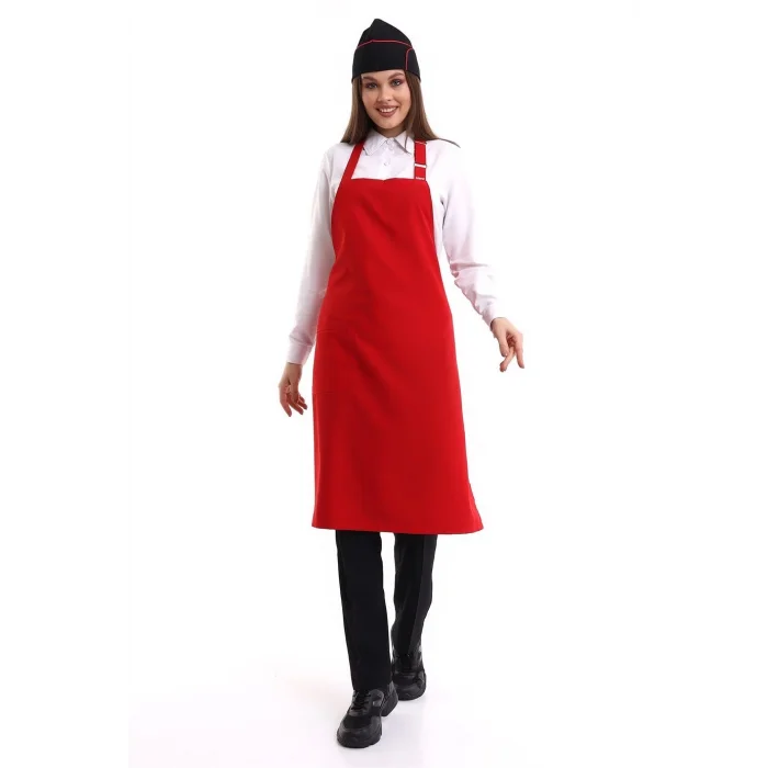 Askılı Önlük Cepli - 18 Kırmızı