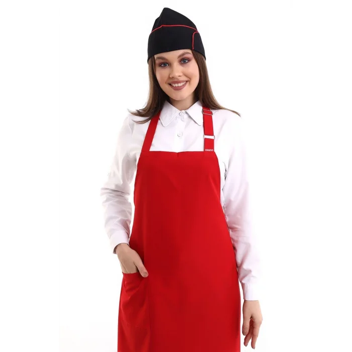 Askılı Önlük Cepli - 18 Kırmızı