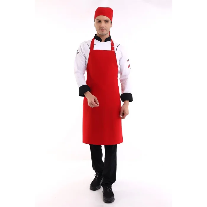 Askılı Önlük Cepli - 18 Kırmızı