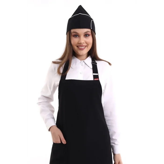 Askılı Önlük Cepli - 48 Siyah