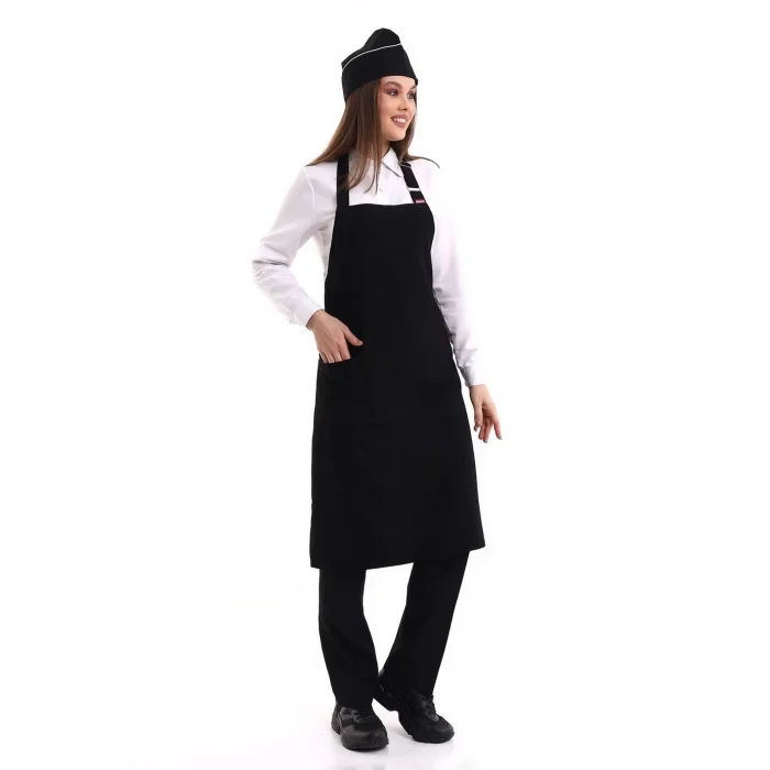 Askılı Önlük Cepli - 48 Siyah