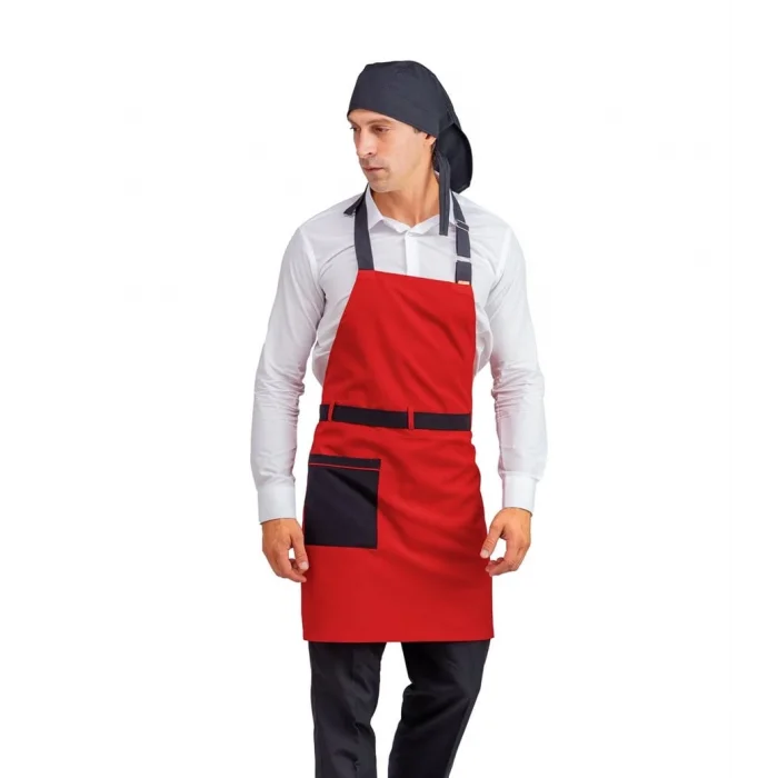 Askılı Önlük Kemerli - Kırmızı Siyah Kemerli