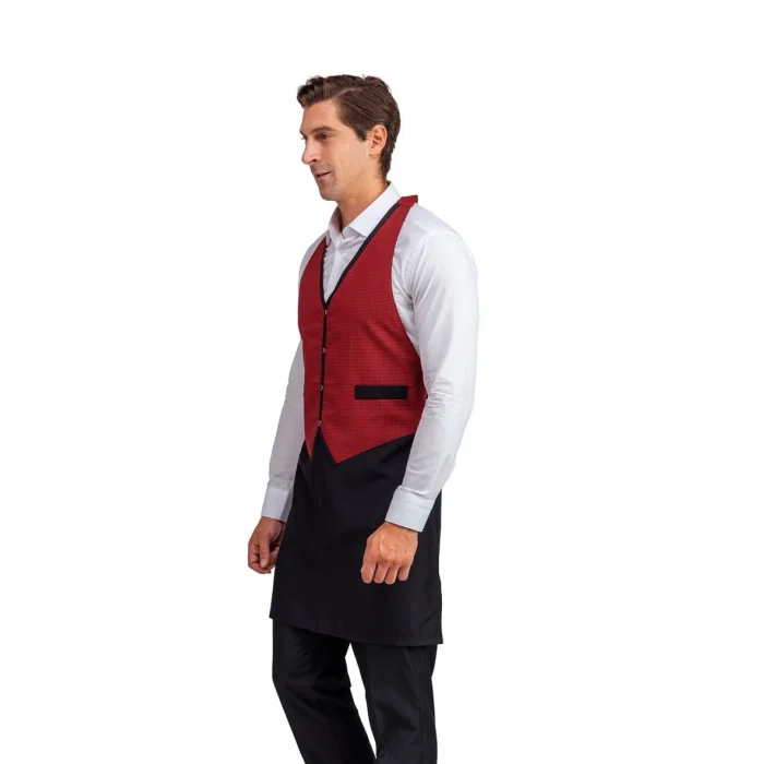Askılı Yelekli Önlük - 403 Kazayağı Kırmızı-Siyah