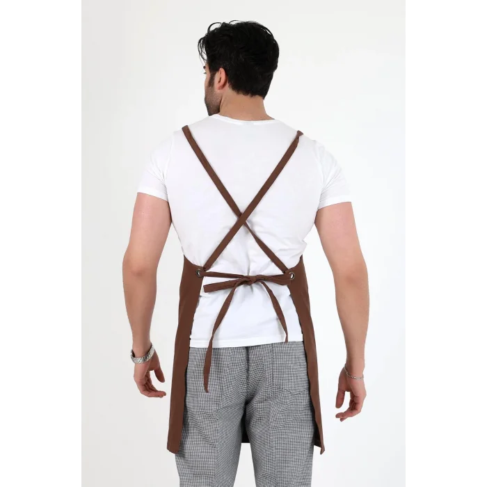 Barista Askılı Önlük Çift Cepli - Kahve