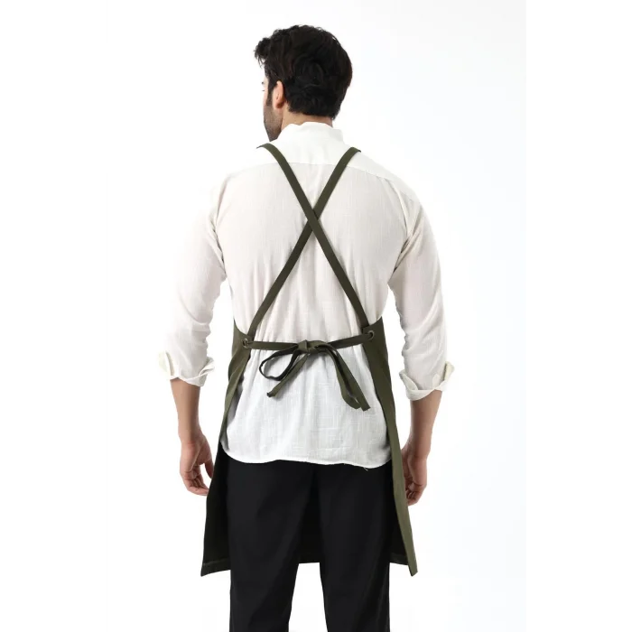 Barista Askılı Önlük Çift Cepli - Yeşil