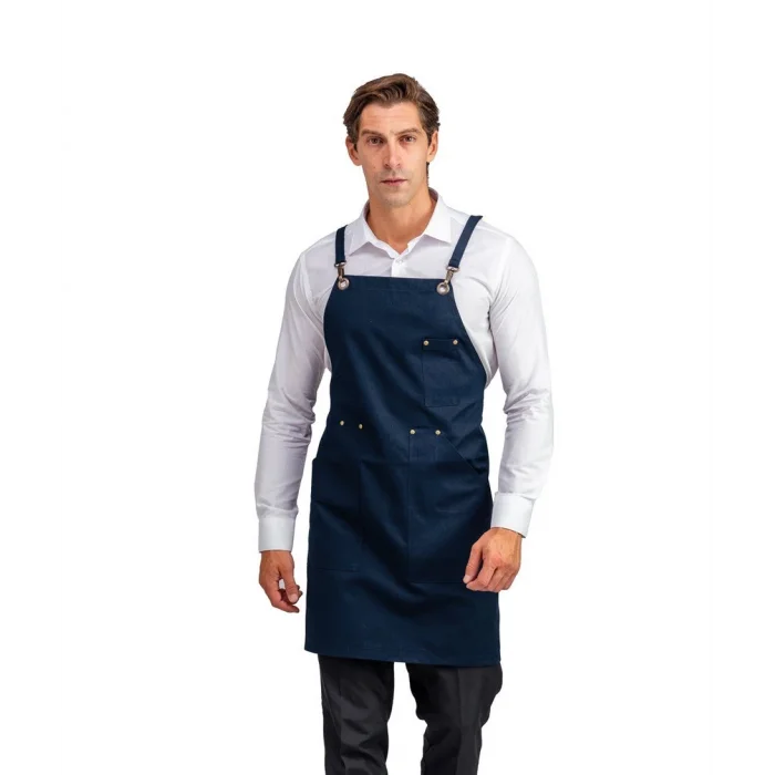 Barista Askılı Önlük Kanguru Cepli - Lacivert