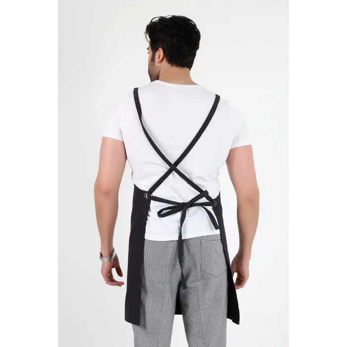 Barista Askılı Önlük Tek Cepli - Füme