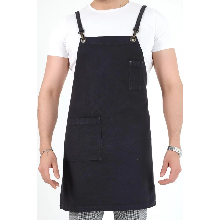 Barista Askılı Önlük Tek Cepli - Füme