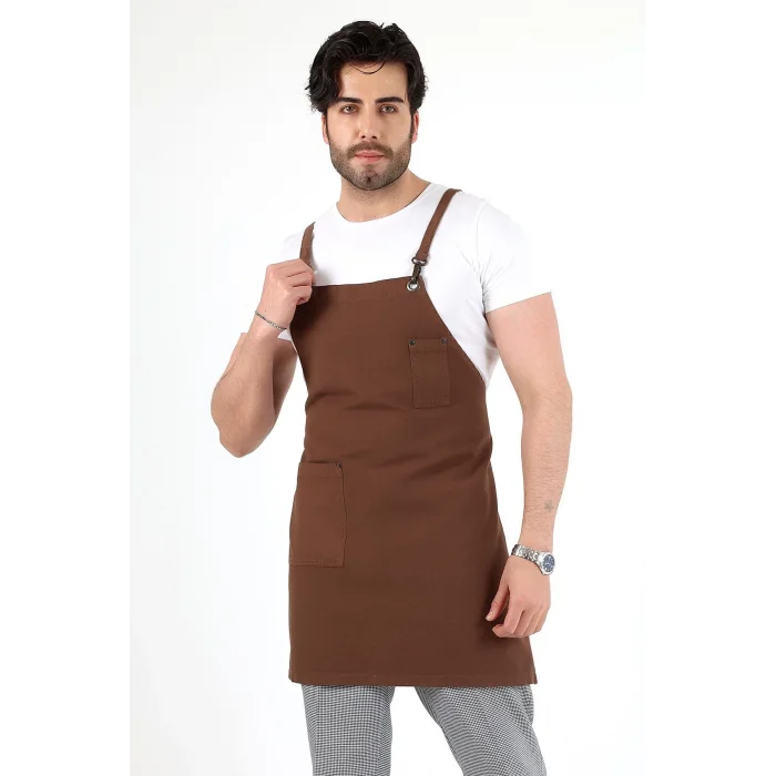 Barista Askılı Önlük Tek Cepli - Kahve