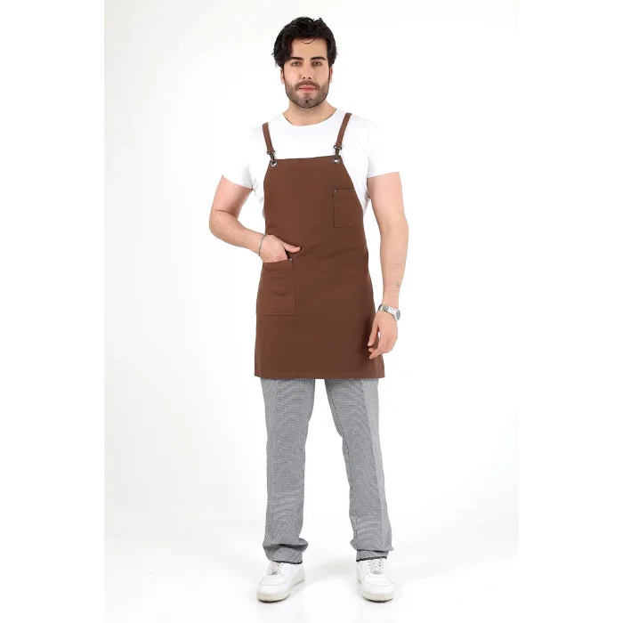 Barista Askılı Önlük Tek Cepli - Kahve