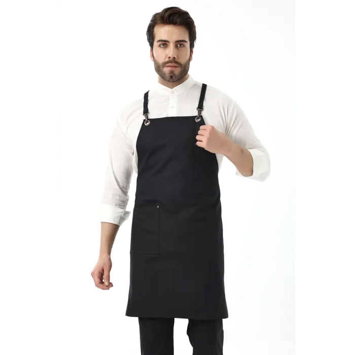 Barista Askılı Önlük Tek Cepli - Siyah