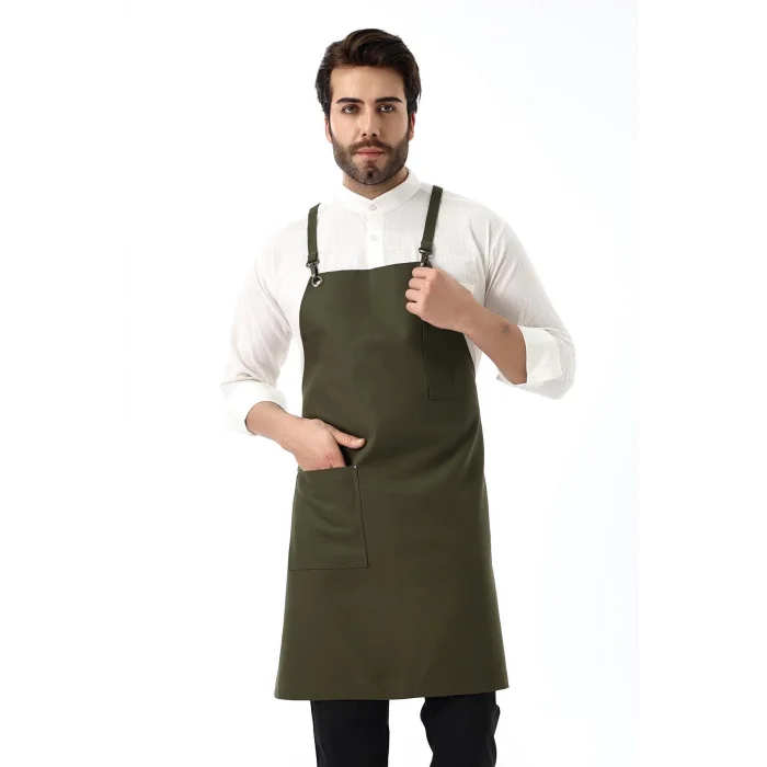 Barista Askılı Önlük Tek Cepli - Yeşil