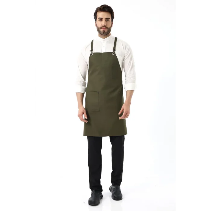 Barista Askılı Önlük Tek Cepli - Yeşil