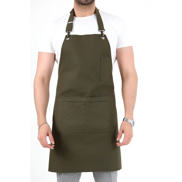 Barista Boyundan Askılı Önlük Çift Cepli - Yeşil
