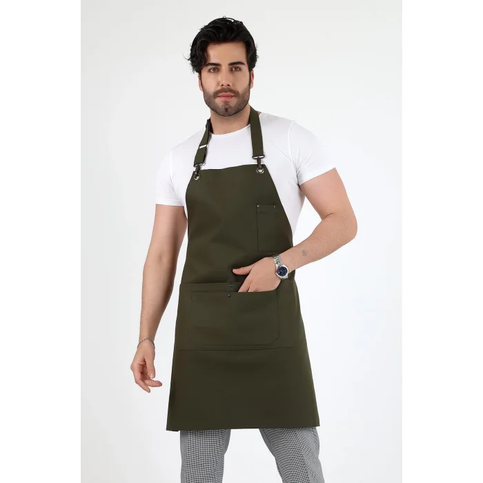 Barista Boyundan Askılı Önlük Çift Cepli - Yeşil