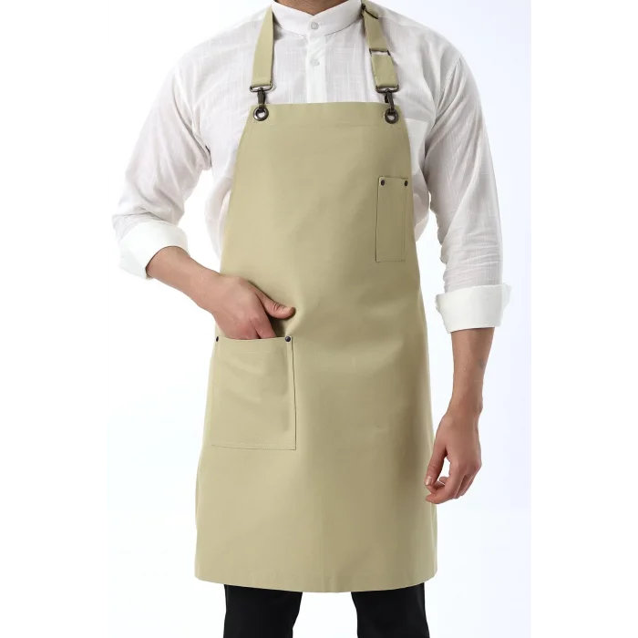 Barista Boyundan Askılı Önlük Tek Cepli - Bej