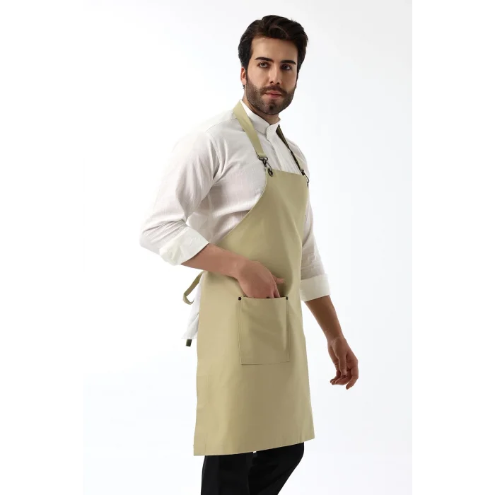 Barista Boyundan Askılı Önlük Tek Cepli - Bej