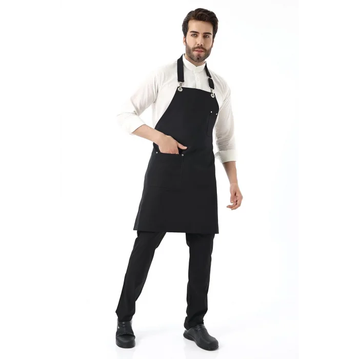 Barista Boyundan Askılı Önlük Tek Cepli - Siyah