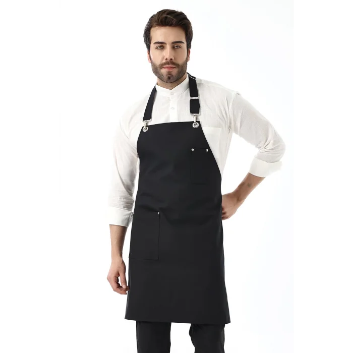 Barista Boyundan Askılı Önlük Tek Cepli - Siyah