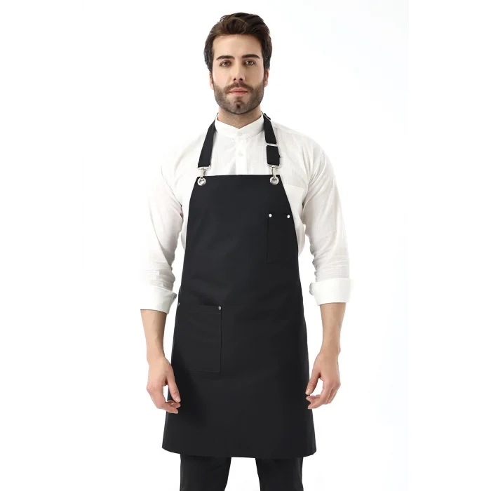 Barista Boyundan Askılı Önlük Tek Cepli - Siyah