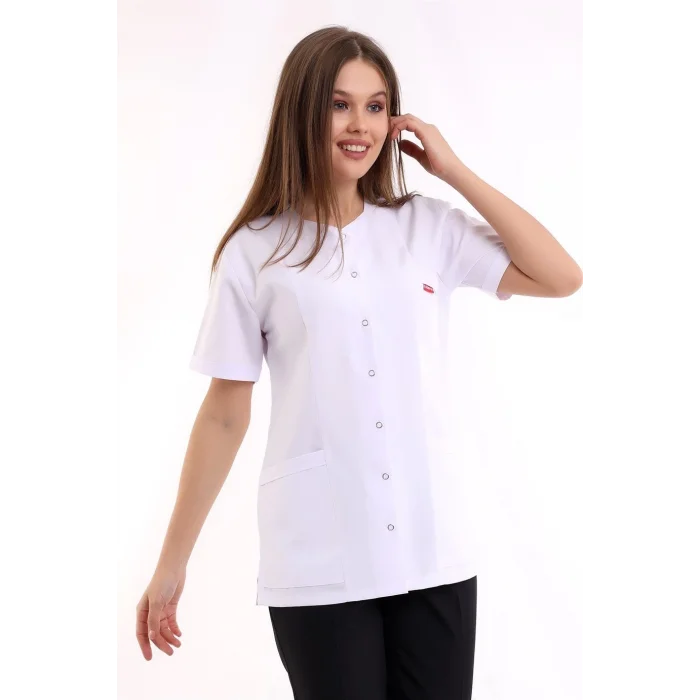 Beşgen Yaka Kadın Tek Üst - 171 Beyaz