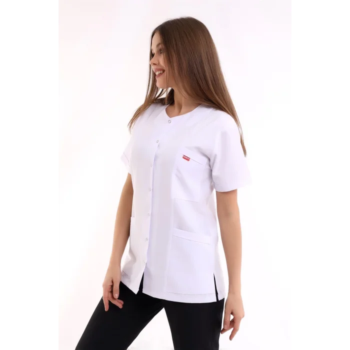 Beşgen Yaka Kadın Tek Üst - 171 Beyaz