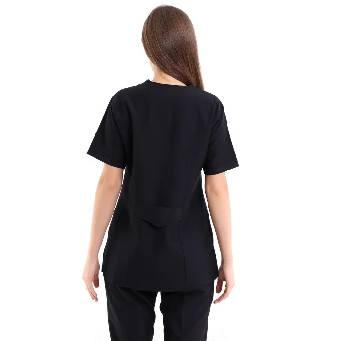 Beşgen Yaka Kadın Tek Üst - 48 Siyah