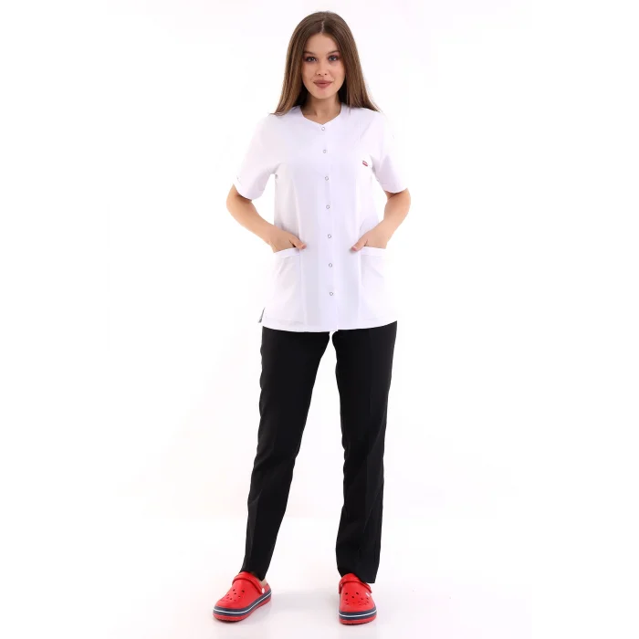 Beşgen Yaka Kadın Tek Üst - Beyaz