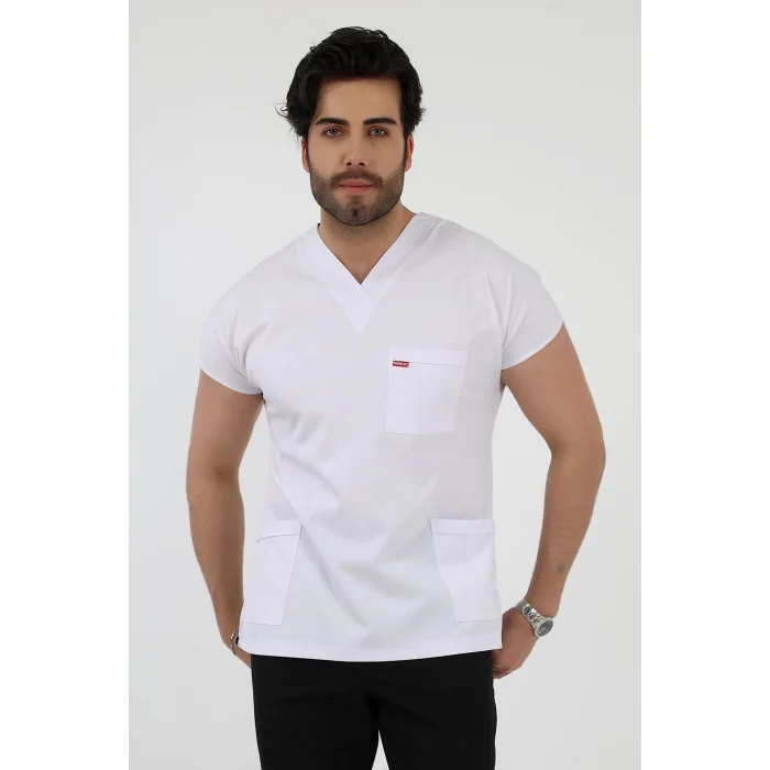 Bflex Unisex Likralı Yarasa Kol Tek Üst - 6401 Beyaz Soft