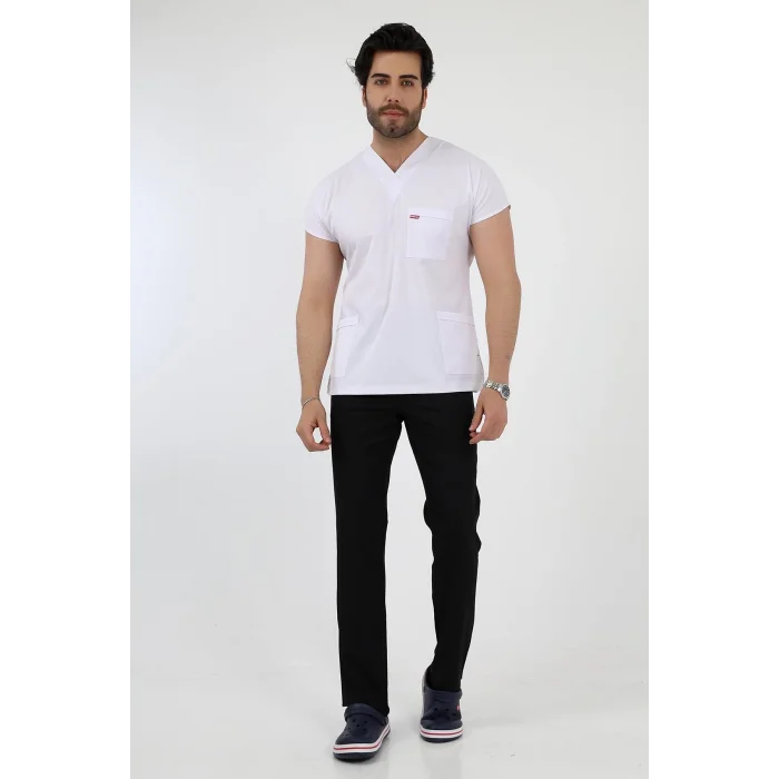 Bflex Unisex Likralı Yarasa Kol Tek Üst - 6401 Beyaz Soft