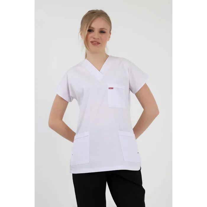 Bflex Unisex Likralı Yarasa Kol Tek Üst - 6401 Beyaz Soft