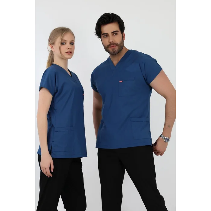 Bflex Unisex Likralı Yarasa Kol Tek Üst - 6408 Petrol Mavi Soft