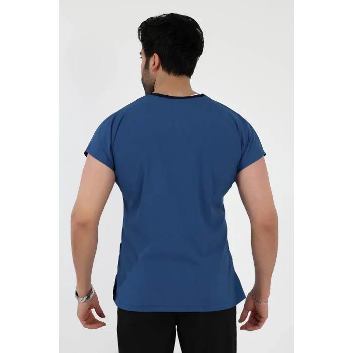 Bflex Unisex Likralı Yarasa Kol Tek Üst - 6408 Petrol Mavi Soft