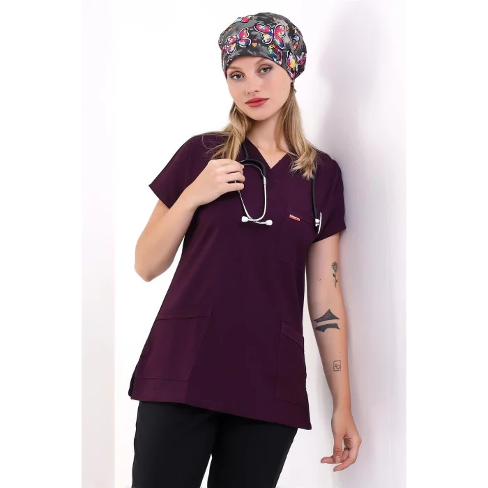 Bflex Unisex Likralı Yarasa Kol Tek Üst - 6409 Mürdüm