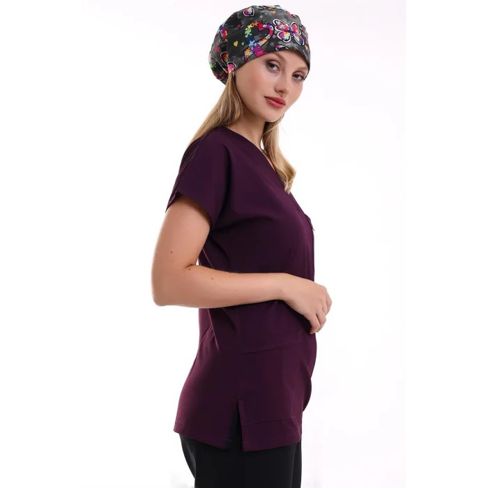 Bflex Unisex Likralı Yarasa Kol Tek Üst - 6409 Mürdüm