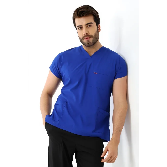 Bflex Unisex Likralı Yarasa Kol Tek Üst - 6411 Saks Mavi Soft